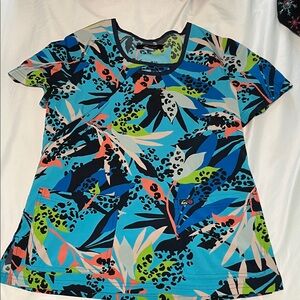 Koi Tropical Print Women’s Top - Blue Multicolor